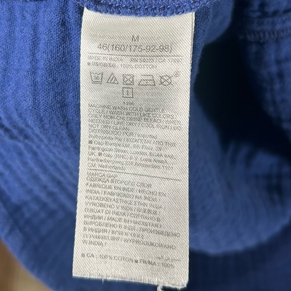 GAP Blue Gauze Medium Midi Dress Boho Tiered Peasant V Neck Cotton Cottagecore - Picture 6 of 6